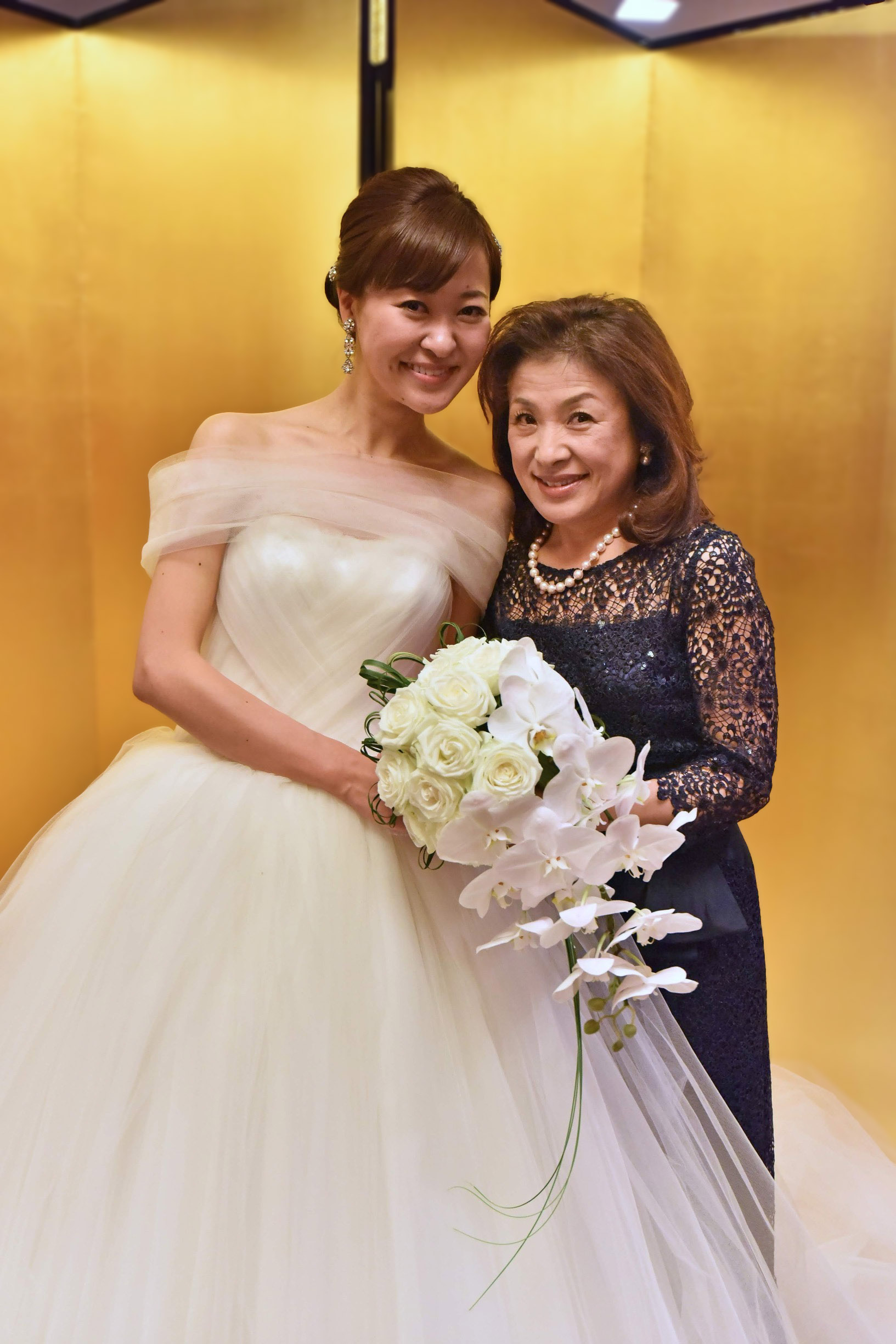 実際の結婚式 母親 フォーマルドレスL015ネイビー